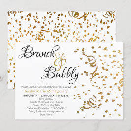 Convite Elegante Brunch Chá de panela Borracha Dourado Con