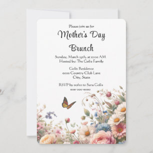 Convite Elegante Brunch de Dia das Mães Floral