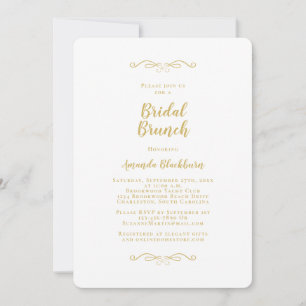 Convite Elegante Brunch de Noiva com Caligrafia Dourada