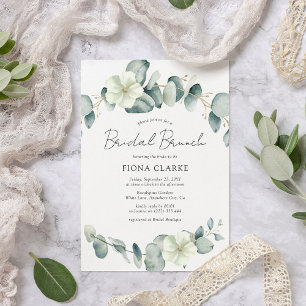 Convite Elegante brunch de noiva com eucalipto verde