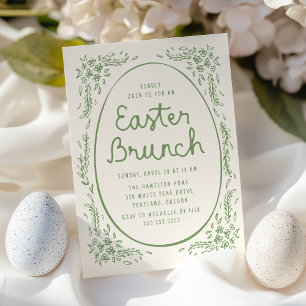 Convite Elegante Brunch de Páscoa Caprichoso Verde