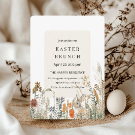 Convite Elegante Brunch de Páscoa com Flores Silvestres |