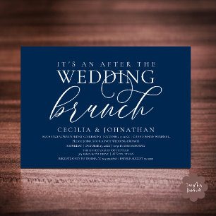 Convite Elegante Brunch Depois do Casamento, Clássico Azul
