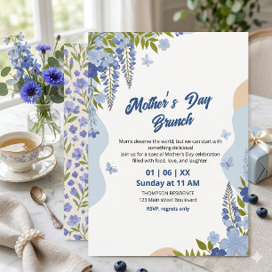 Convite Elegante Brunch do Dia das Mães com Flor de Wister