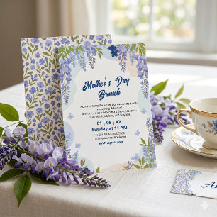 Convite Elegante Brunch do Dia das Mães com Flor de Wister