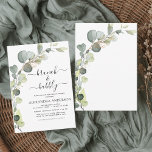 Convite Elegante Brunch e Chá de panela Greenery<br><div class="desc">Brunch e Bubble Eucalyptus Greenery Succulent Botanical Watercolor Emerald Green Spring Wedding Convites de chá de panela em fundo branco - inclui uma bela e elegante tipografia com folhas botânicas modernas e verde para a celebração especial Bride Be.</div>