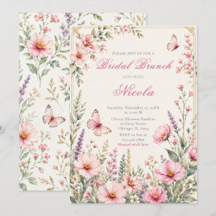 Convite Elegante Brunch Floral de Borboleta