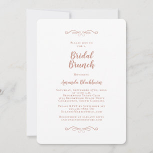 Convite Elegante Brunch Nupcial com Caligrafia Rosa em Dou
