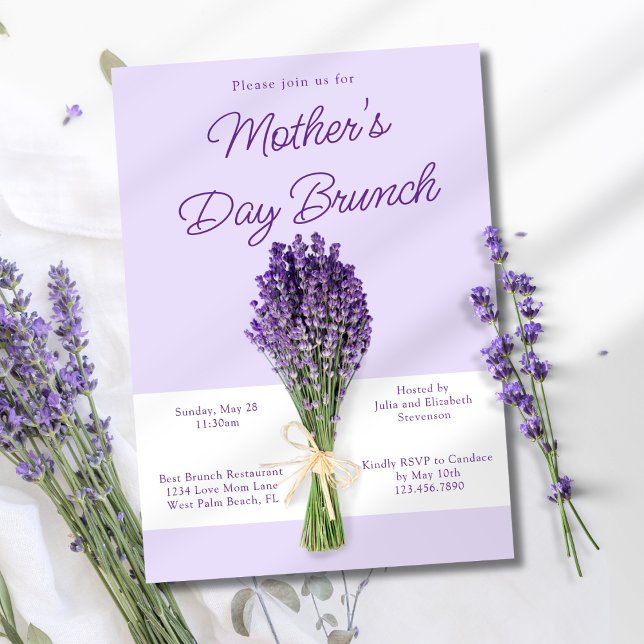 Convite Elegante Buquê de Lavanda para Brunch do Dia das M (Criador carregado)