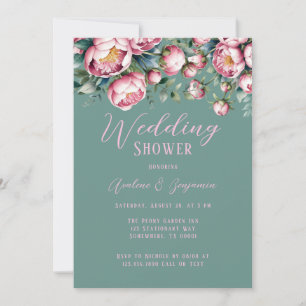 Convite Elegante Buquê De Pedônias Em Chá de casamento De 