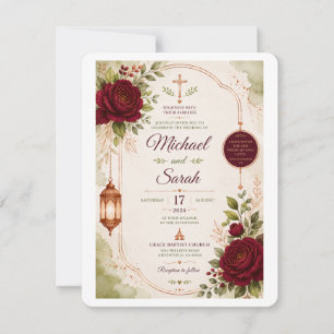 Convite Elegante Burgundy, Citrino verde e Casamento Cobre