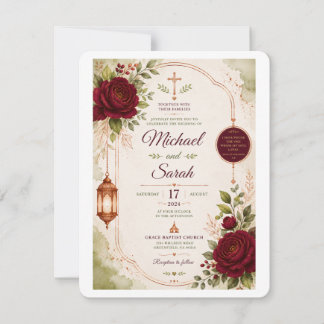 Convite Elegante Burgundy, Citrino verde e Casamento Cobre