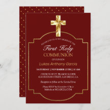 Elegante Burgundy Dourada Cross First Communance