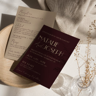 Convite Elegante Burgundy Dourado Dinheiro Antigo Tudo Em