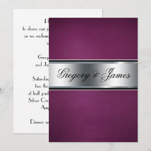 Convite Elegante Burgundy e Silver Wedding Convite,