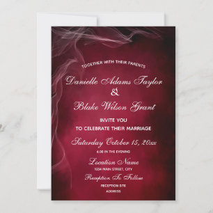 Convite Elegante Burgundy e White Wispy Weds