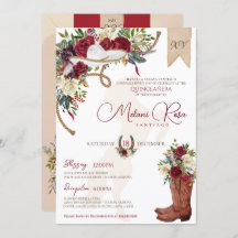 Elegante Burgundy Floral Winter Charro Quinceanera