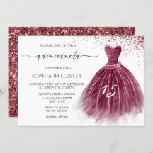Elegante Burgundy Glitter Gown Quinceanera