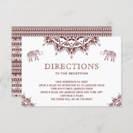 Convite Elegante Burgundy Henna Indian Wedtions Directions
