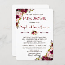 Elegante Burgundy Marsala Floral Fall Chá de panel