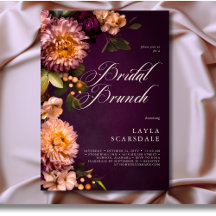 Elegante Burgundy Moody Script Floral Bridal Brunc