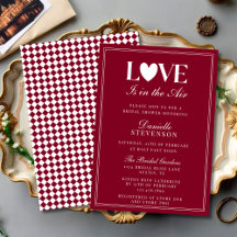 Elegante Burgundy O Amor Está no Ar Chá de Noiva