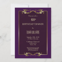 Elegante Burgundy Purple Dourado 60º Janto de Aniv