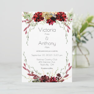 Convite Elegante Burgundy Succulents Vinha Casamento Verde