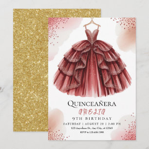 Convite Elegante Burgundy Sweet 15