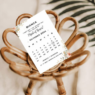 Convite Elegante calendário floral para proposta de madrin