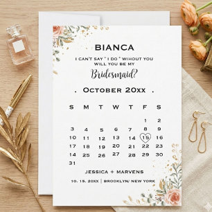Convite Elegante calendário floral proposta de madrinha 