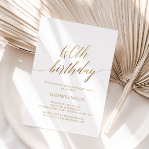 Convite Elegante Caligrafia a Ouro para 60º Aniversário