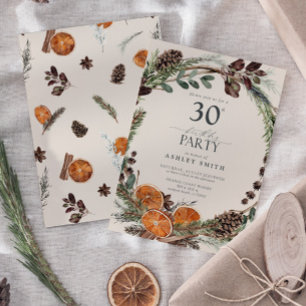 Convite Elegante Caligrafia aniversário de 30 anos de Lara