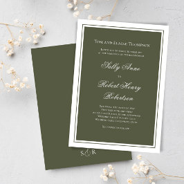 Convite Elegante Caligrafia de Casamento em Verde Script