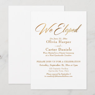 Convite Elegante Caligrafia Dourada Nós Fomos Casados em C