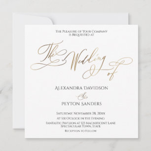 Convite Elegante Caligrafia Dourada "O Casamento de"