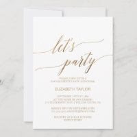 Elegante Caligrafia em Dourado Vamos Festejar
