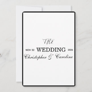 Convite Elegante Caligrafia em preto e branco de velho din