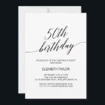Convite Elegante Caligrafia Negra 50º Aniversário<br><div class="desc">Este elegante convite de 50 anos para caligrafia negra é perfeito para uma simples festa de aniversário. A design neutra apresenta uma carta minimalista decorada com tipografia romântica e caprichosa.</div>