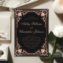 Elegante Caligrafia Rosa Preta Vintage Casamento