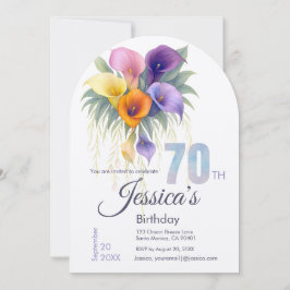 Convite Elegante Calla Lily 70 Birthday Milestone
