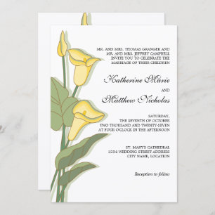 Convite Elegante Calla Lily em Casamento Amarelo