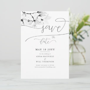 Convite Elegante Calliografia Magnolia Casamento Salva Dat