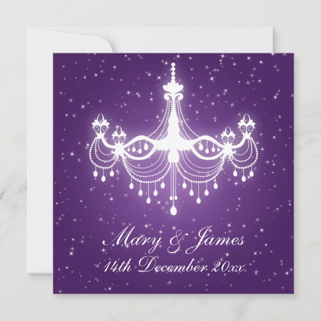 Convite Elegante Candelabro Roxo para Casamento (Frente)