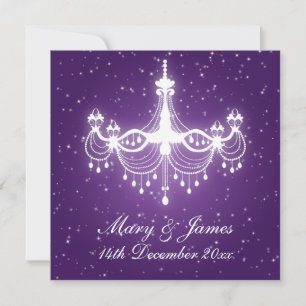 Convite Elegante Candelabro Roxo para Casamento