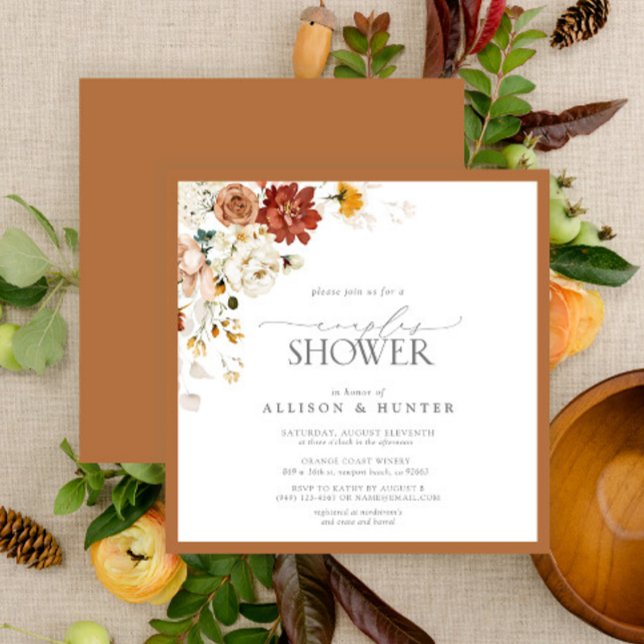 Convite Elegante Casais de Cor de Água Laranja Elegante Ch (Criador carregado)