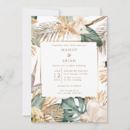 Convite Elegante Casamento à Beira-Mar em Destino Costeiro