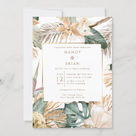 Convite Elegante Casamento à Beira-Mar em Destino Costeiro