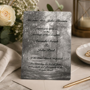 Convite Elegante Casamento ao Ar Livre em Preto e Branco