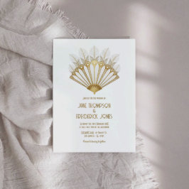 Convite Elegante Casamento Art Déco ao Estilo Gatsby dos A